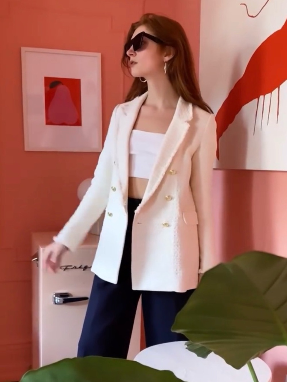 Classic Six NY Katherine Blazer in Ivory Tweed Sz 4